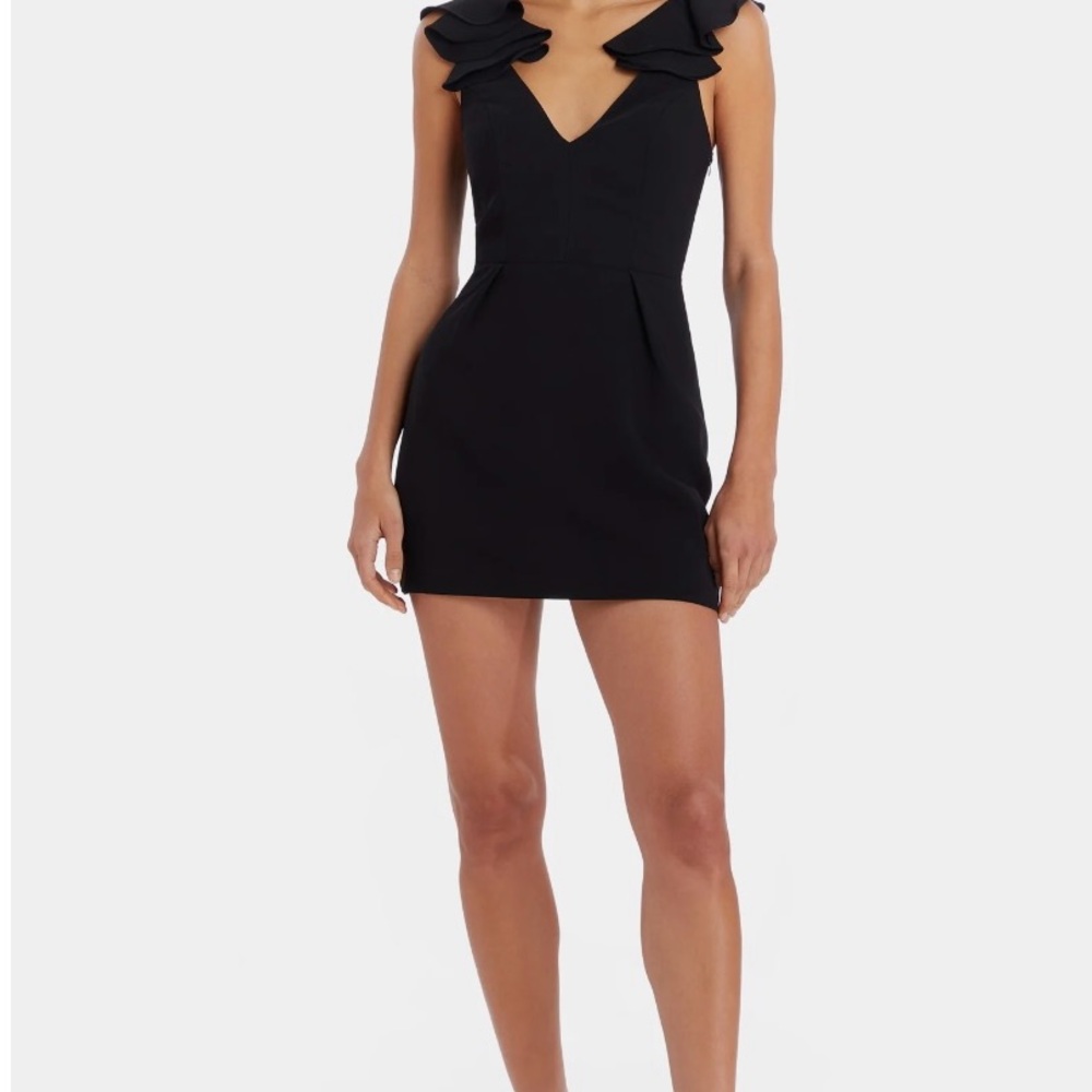 Black Ruffled Sheath Mini Dress